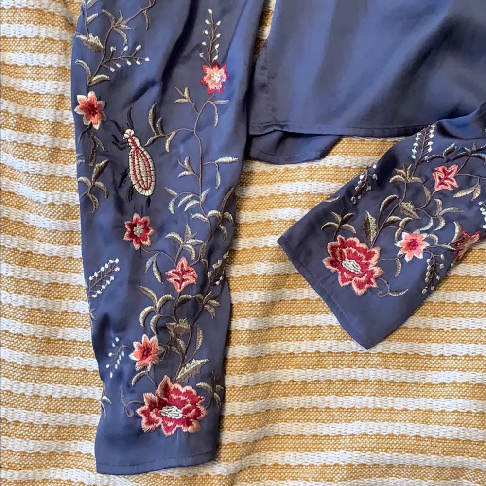 Embroidered silk blouse